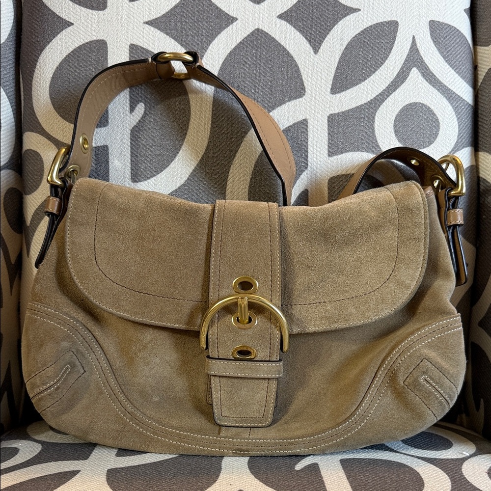 Coach SoHo Elegant Tan Suede Shoulder Bag